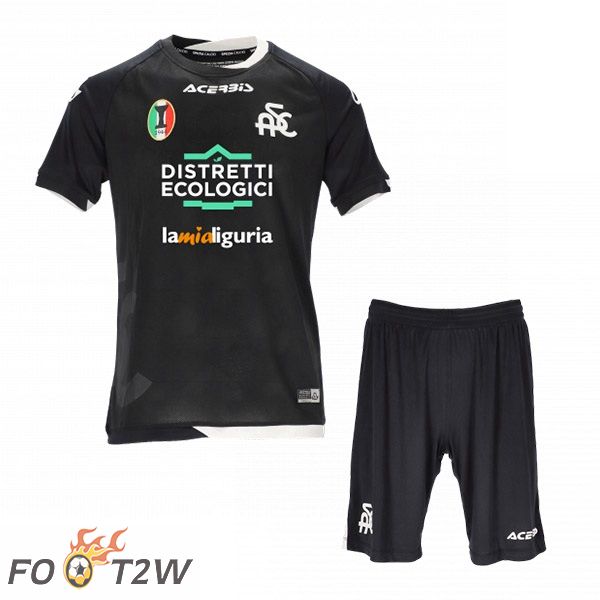 Maillot de Foot Spezia Calcio Enfant Exterieur Noir