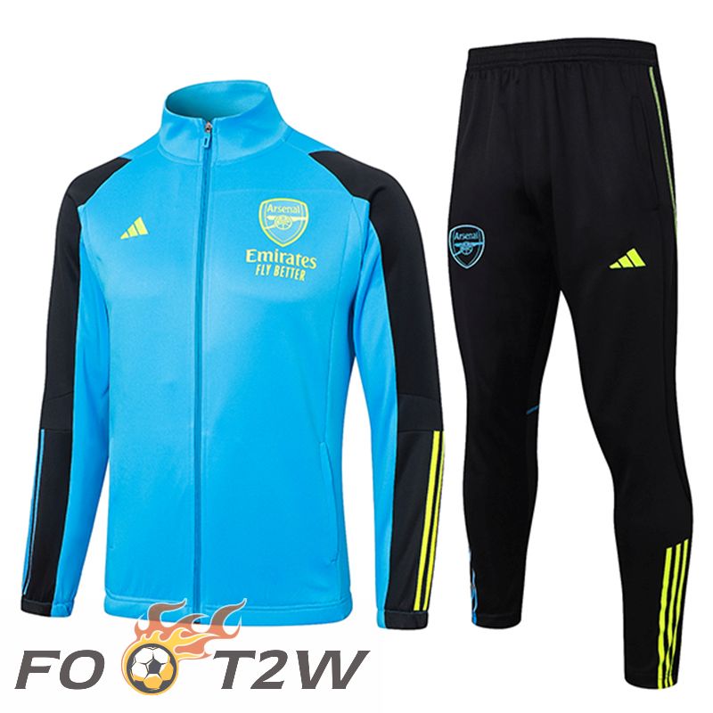 Ensemble Veste Survetement De Foot Arsenal Bleu/Noir/Jaune 2024/2025