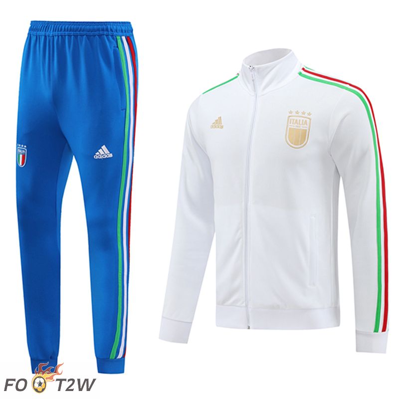 Ensemble Survetement De Foot Italie Blanc/Bleu 2024/2025