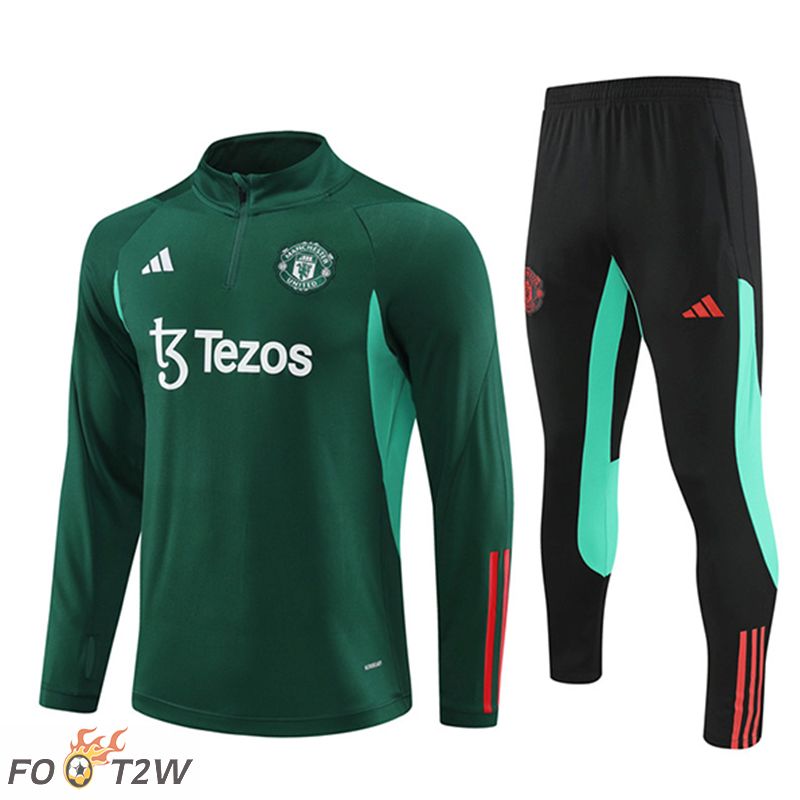 Ensemble Survetement De Foot Manchester United Vert/Noir 2024/2025