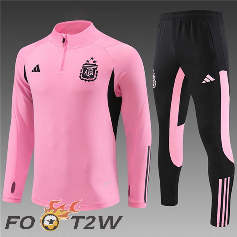 Ensemble Survetement De Foot Argentine Enfant Rose/Noir 2024/2025