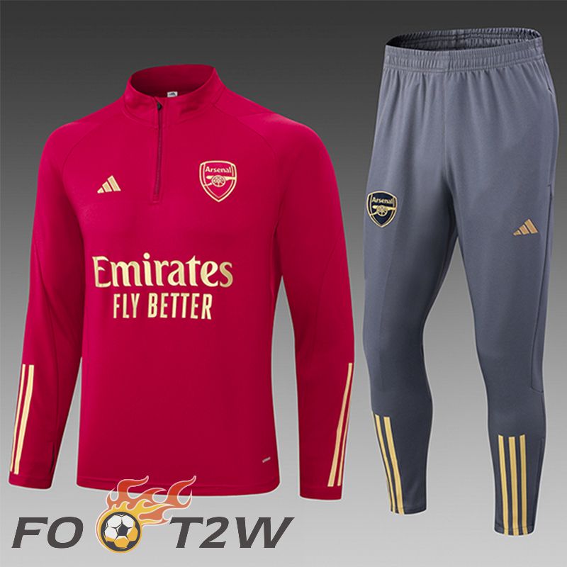 Ensemble Survetement De Foot Arsenal Enfant Rouge/Gris 2024/2025