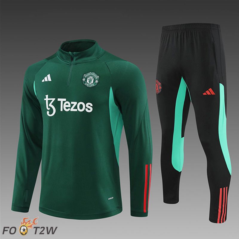 Ensemble Survetement De Foot Manchester United Enfant Vert/Noir 2024/2025