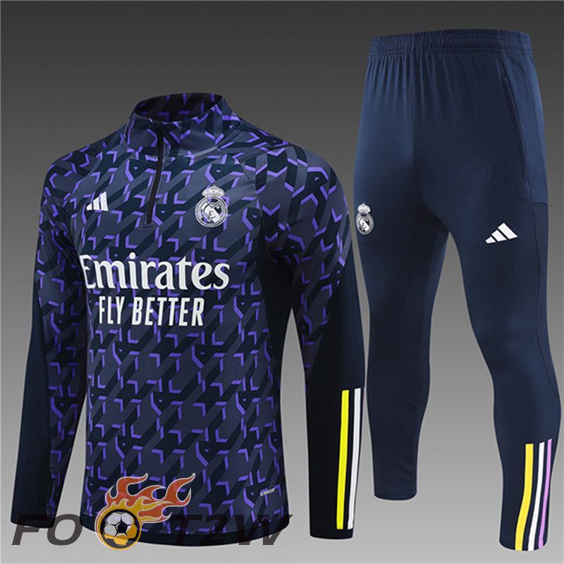 Ensemble Survetement De Foot Real Madrid Enfant Pourpre/Noir 2024/2025