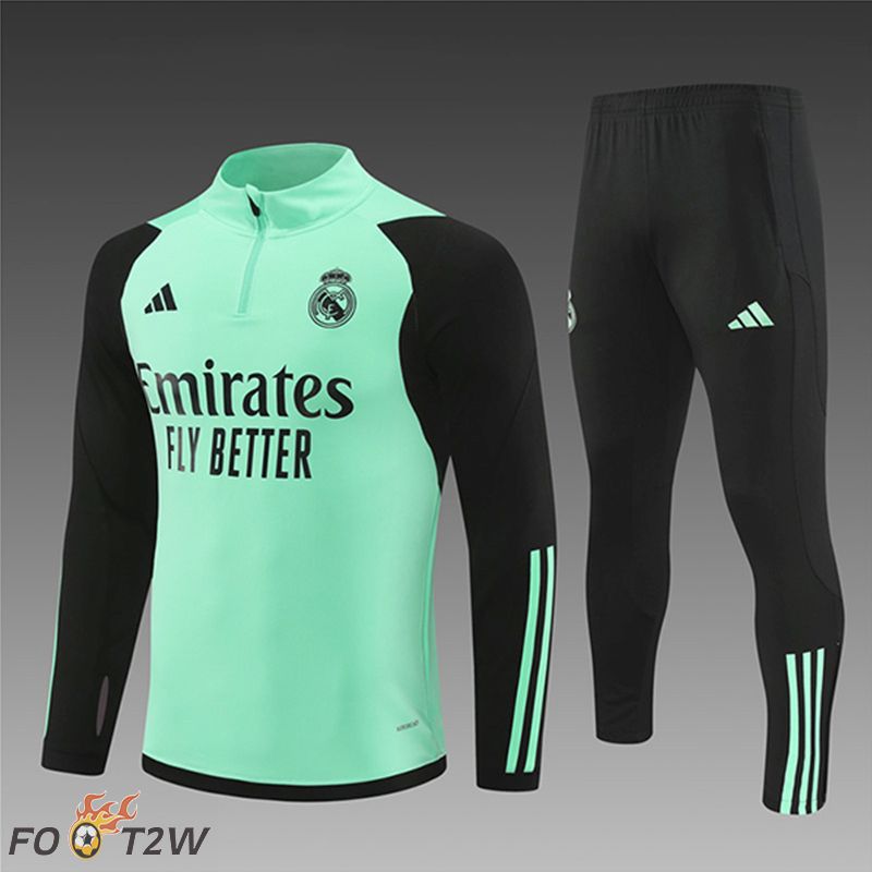 Ensemble Survetement De Foot Real Madrid Enfant Vert/Noir 2024/2025