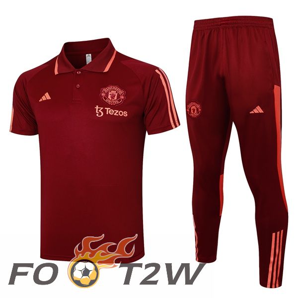 Ensemble Polo Manchester United + Pantalon Rouge 2024/2025