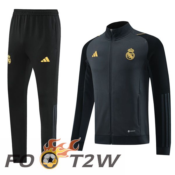 Ensemble Veste Survetement De Foot Real Madrid Gris 2024/2025