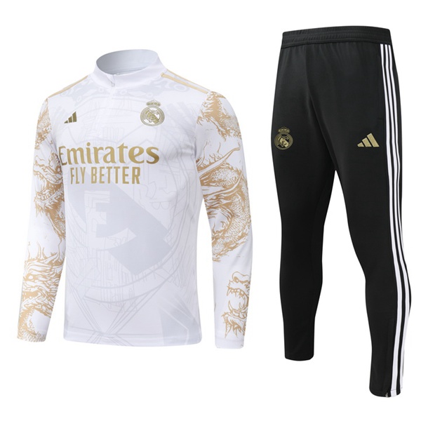 Ensemble Survetement De Foot Real Madrid Blanc Jaune 2024/2025