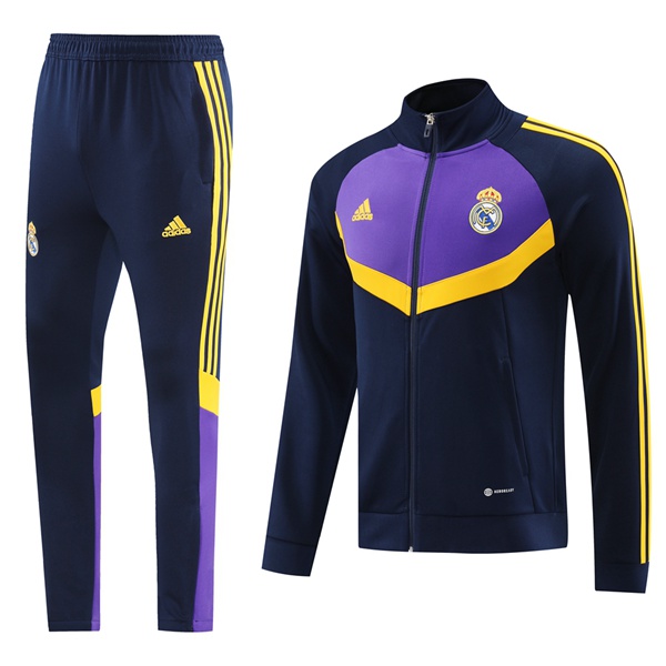 Ensemble Veste Survetement De Foot Real Madrid Bleu Royal Pourpre 2024/2025