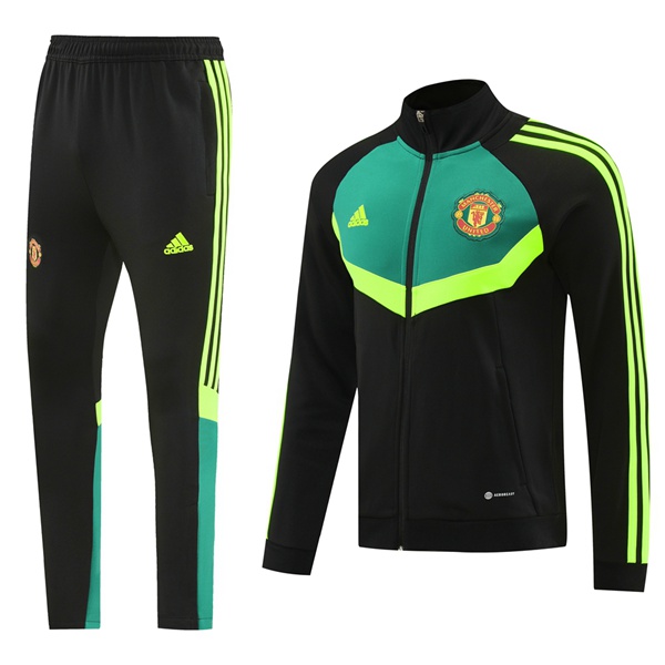 Ensemble Veste Survetement De Foot Manchester United Noir Vert 2024/2025