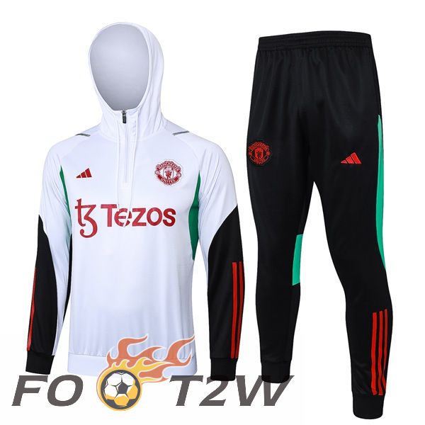 Survetement De Foot - Sweat A Capuche Manchester United Blanc 2024/2025