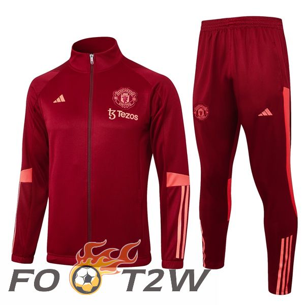 Ensemble Veste Survetement De Foot Manchester United Rouge 2024/2025