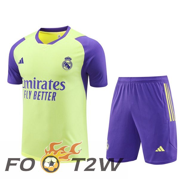 Ensemble Training T-Shirts Real Madrid + Shorts Jaune 2024/2025