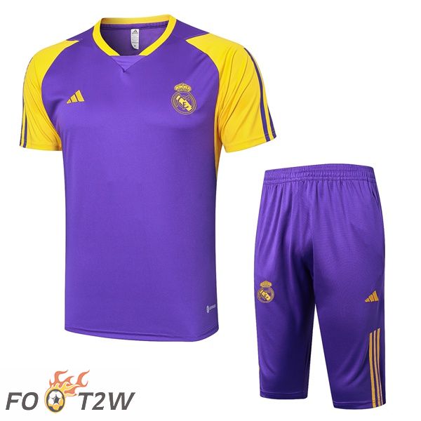 Ensemble Training T-Shirts Real Madrid + Shorts Pourpre 2024/2025