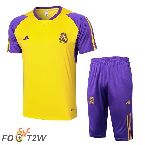 Ensemble Training T-Shirts Real Madrid + Shorts Jaune 2024/2025