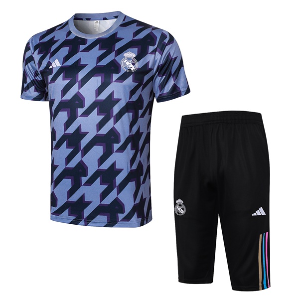 Ensemble Training T-Shirts Real Madrid + Shorts Noir Bleu 2024/2025