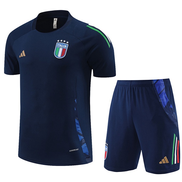 Ensemble Training T-Shirts Italie + Shorts Bleu Royal 2024/2025