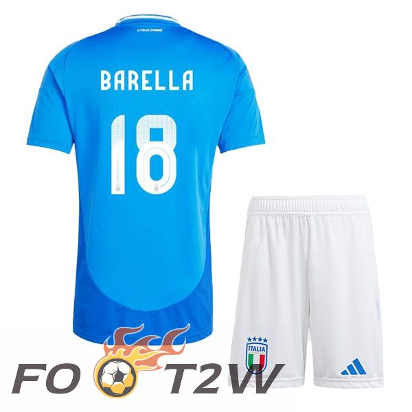 Maillot Equipe De Italie (BARELLA 18) Enfant Domicile Bleu 2024/2025