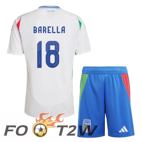 Maillot Equipe De Italie (BARELLA 18) Enfant Exterieur Blanc 2024/2025