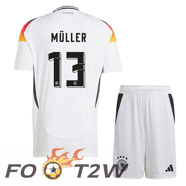 Maillot Equipe De Allemagne (MÜLLER 13) Enfant Domicile Blanc 2024/2025