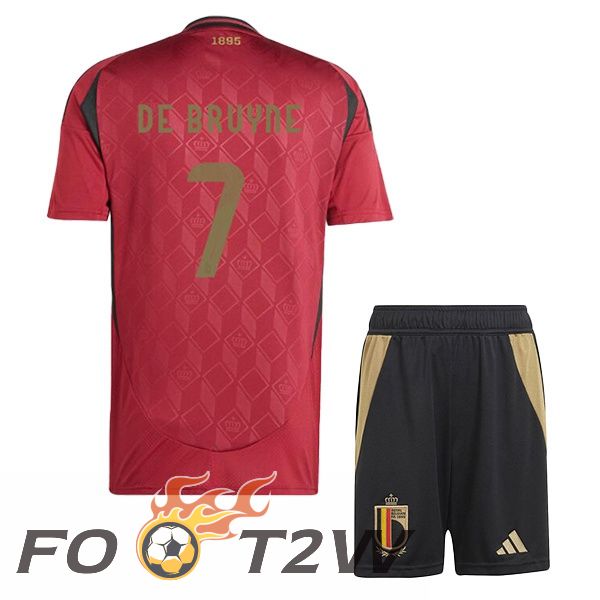 Maillot Equipe De Belgique (DE BRUYNE 7) Enfant Domicile Rouge 2024/2025