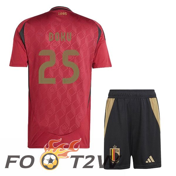 Maillot Equipe De Belgique (DOKU 25) Enfant Domicile Rouge 2024/2025