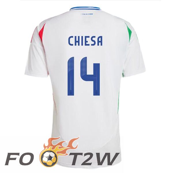 Maillot Equipe De Italie (CHIESA 14) Exterieur Blanc 2024/2025