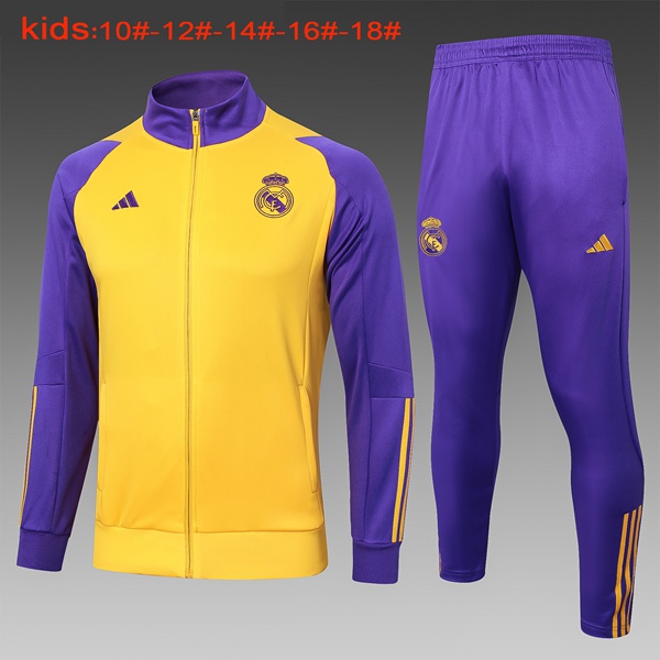 Ensemble Veste Survetement De Foot Real Madrid Enfant Jaune 2024/2025