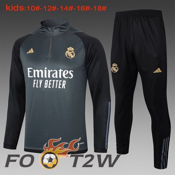 Ensemble Survetement De Foot Real Madrid Enfant Gris 2024/2025