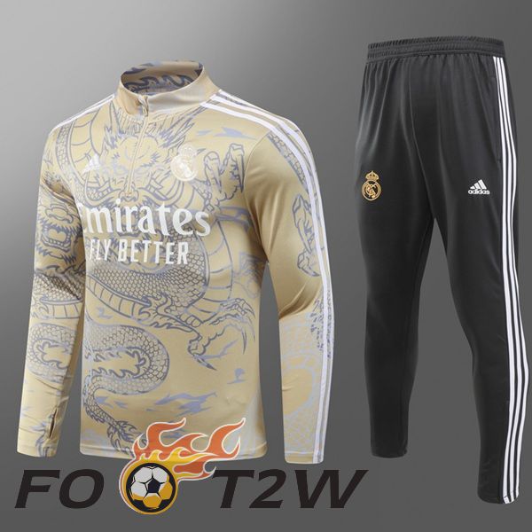 Ensemble Survetement De Foot Real Madrid Enfant Jaune 2024/2025