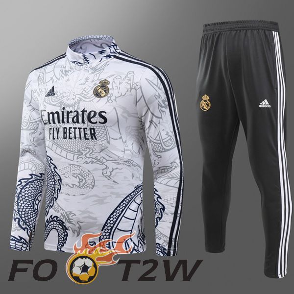 Ensemble Survetement De Foot Real Madrid Enfant Blanc 2024/2025