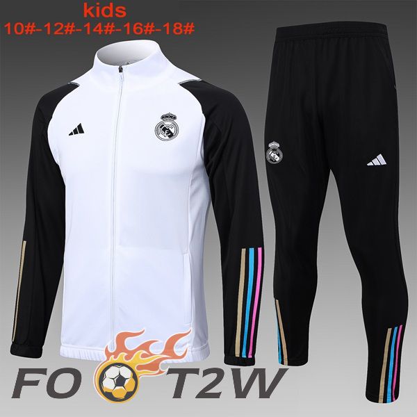 Ensemble Veste Survetement Foot Real Madrid Enfant Blanc 2024/2025