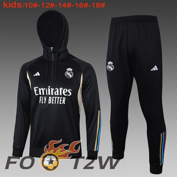 Survetement Veste A Capuche Real Madrid Enfant Noir 2024/2025