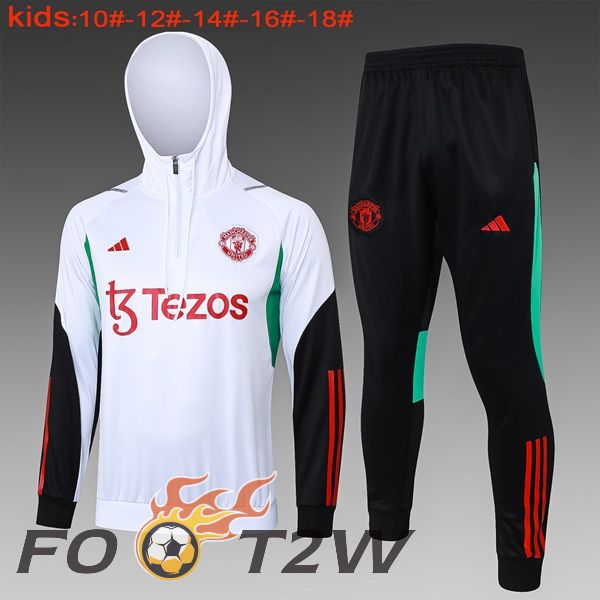 Survetement Veste A Capuche Manchester United Enfant Blanc 2024/2025