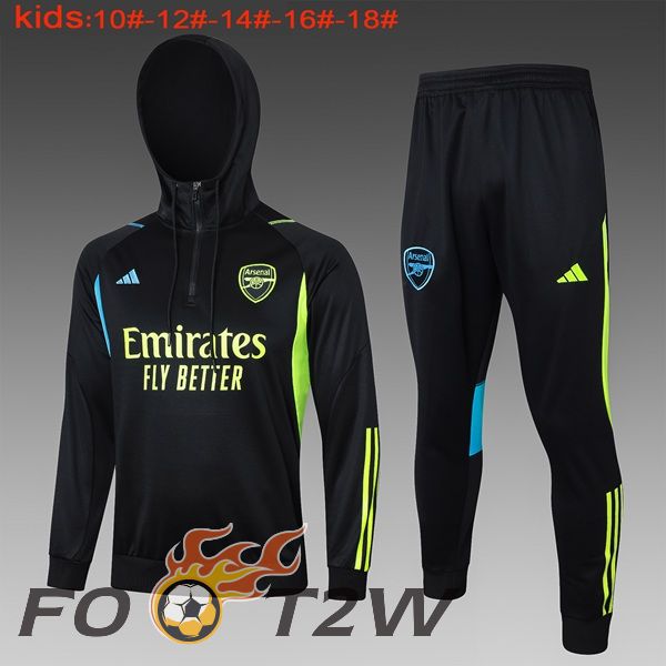 Survetement Veste A Capuche Arsenal Enfant Noir 2024/2025