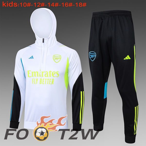 Survetement Veste A Capuche Arsenal Enfant Blanc 2024/2025