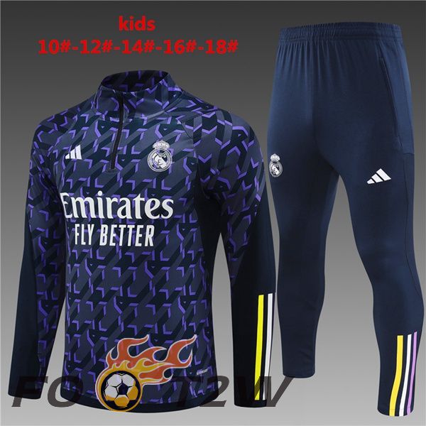 Ensemble Survetement De Foot Real Madrid Enfant Bleu Royal 2024/2025