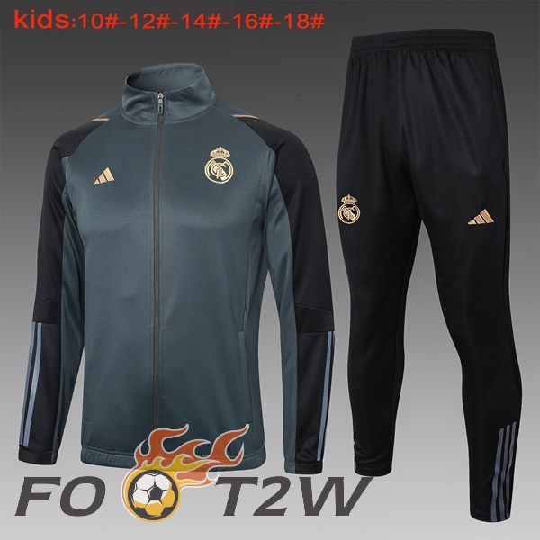 Ensemble Survetement Foot - Veste Real Madrid Enfant Noir 2024/2025