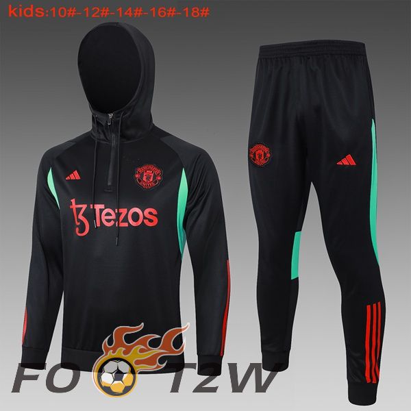 Veste A Capuche Survetement Foot Manchester United Enfant Noir 2024/2025