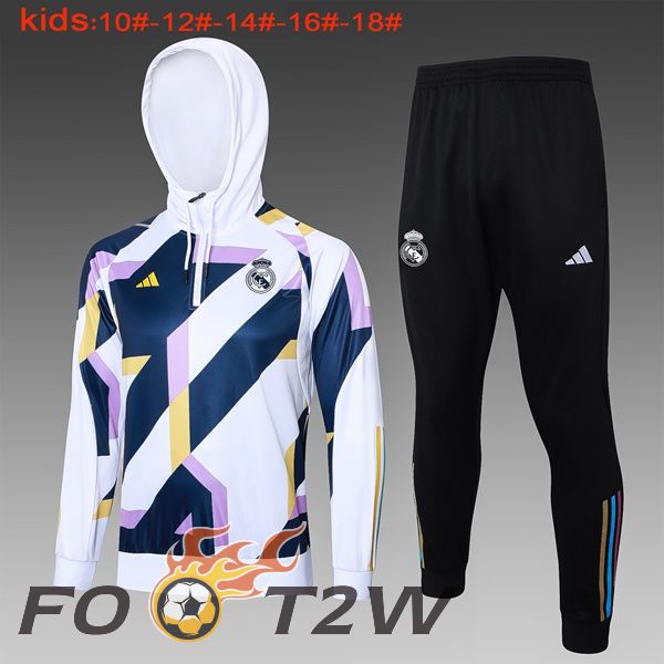 Veste A Capuche Survetement Foot Real Madrid Enfant Blanc 2024/2025