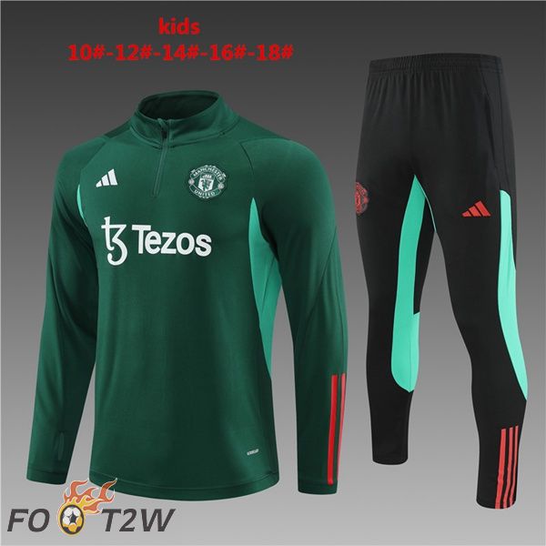 Ensemble Survetement De Foot Manchester United Enfant Vert 2024/2025