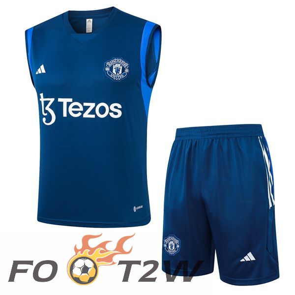 Training Debardeur Manchester United + Shorts Bleu Royal 2024/2025