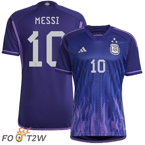 Maglia Nazionale Argentine (MESSI 10) 3 Stars Exterieur Coupe Du Monde 2022