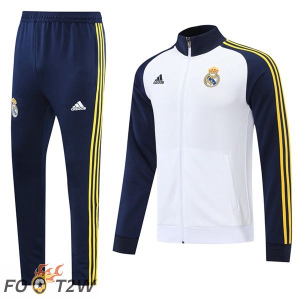 Ensemble Veste Survetement de Foot Real Madrid Blanc 22/23