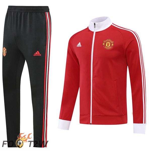 Ensemble Veste Survetement de Foot Manchester United Rouge 22/23