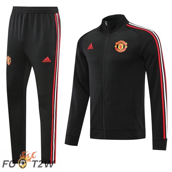 Ensemble Veste Survetement de Foot Manchester United Noir 22/23