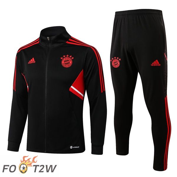 Ensemble Veste Survetement de Foot Bayern Munich Noir 2022/2023