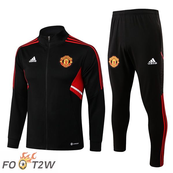 Ensemble Veste Survetement de Foot Manchester United Noir 2022/2023