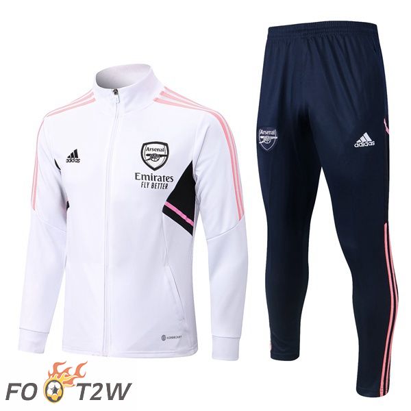 Ensemble Veste Survetement de Foot Arsenal Blanc 2022/2023