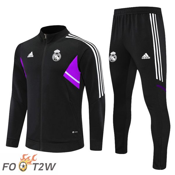 Ensemble Veste Survetement de Foot Real Madrid Noir 2022/2023